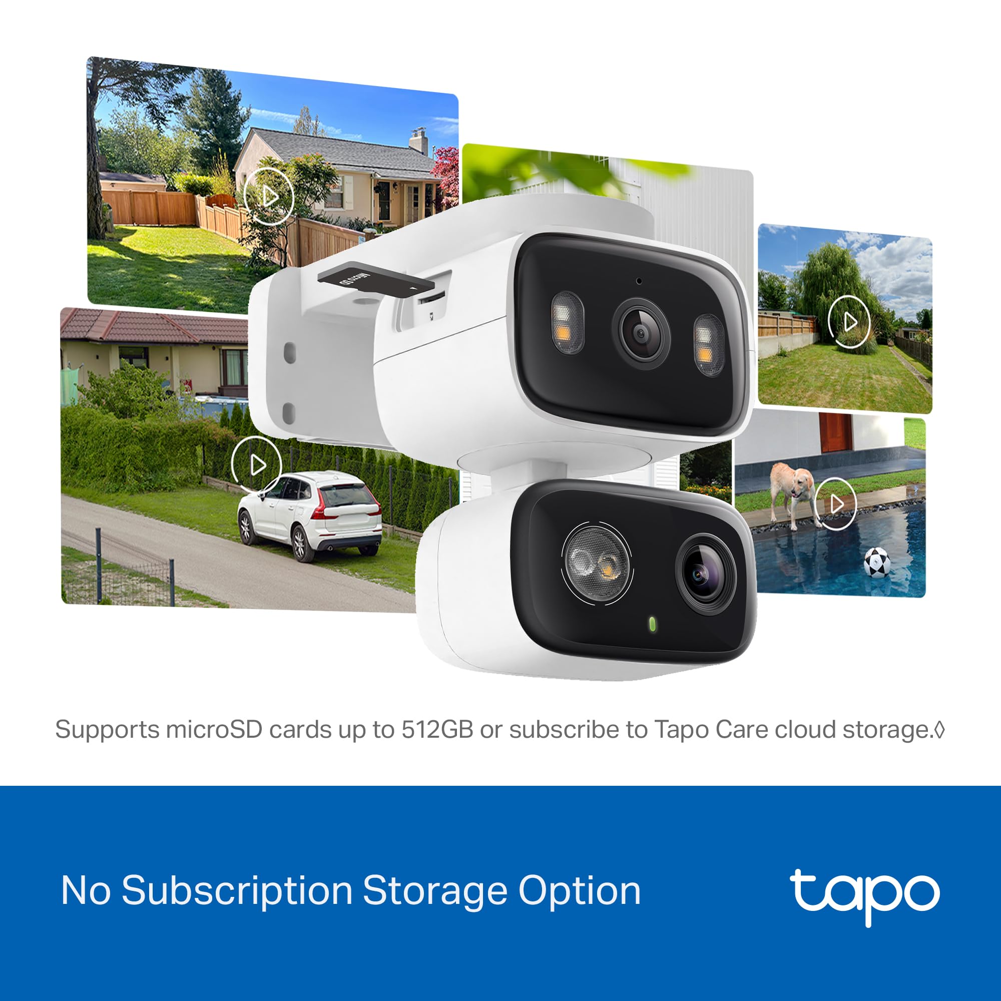 Tapo C246D comparativa de tamaño junto a una mano para escala práctica