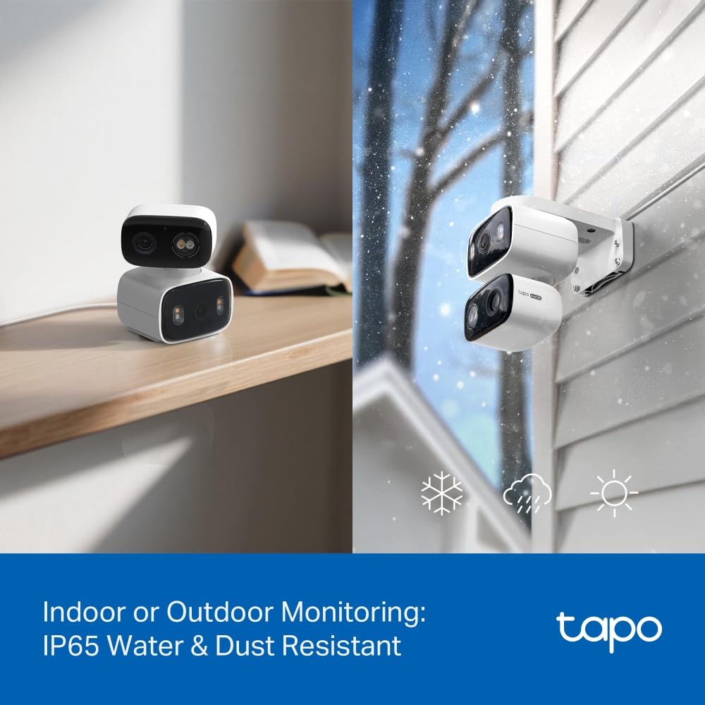 Tapo C246D en interior monitoreando sala con doble lente simultánea