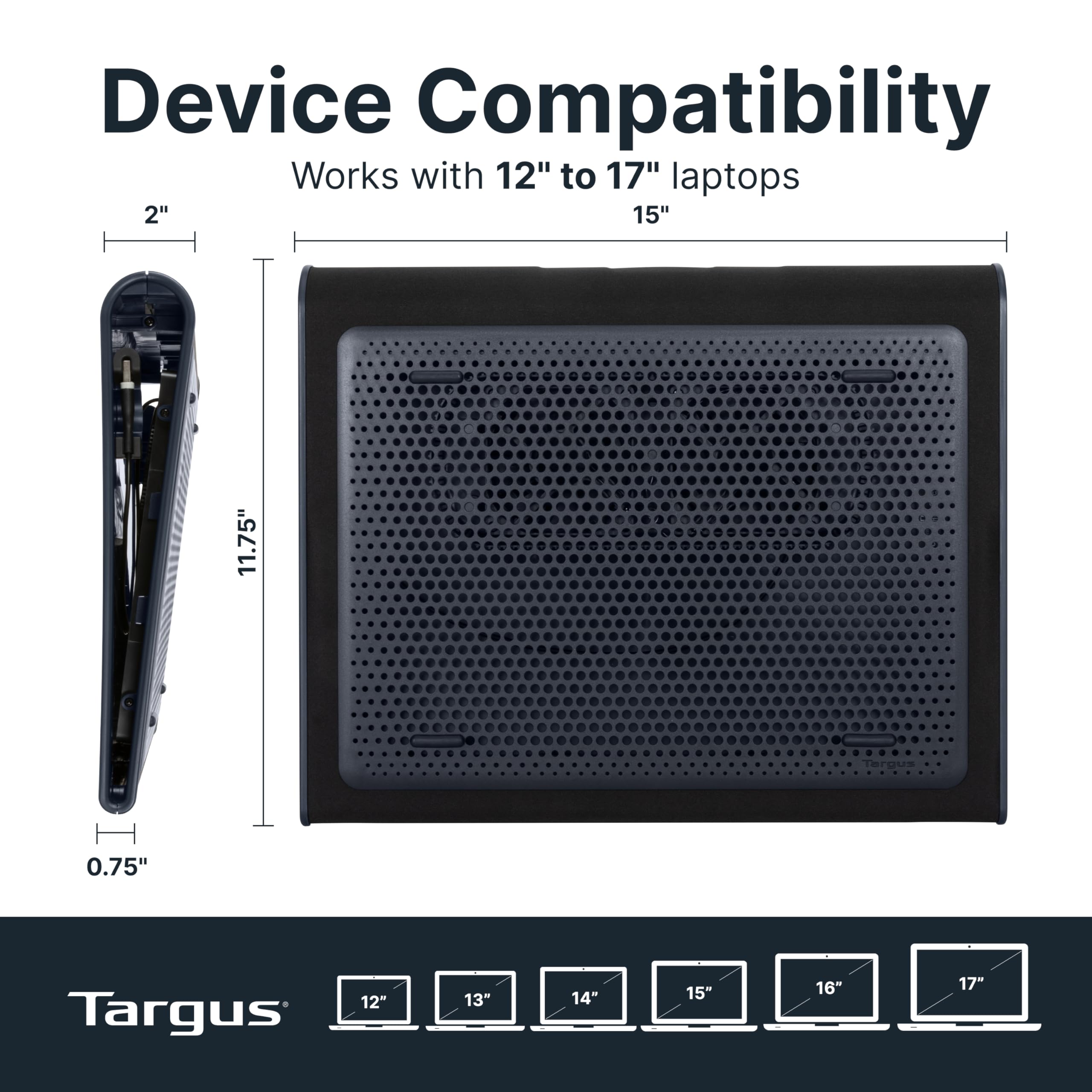 Targus en uso sobre un regazo, cómodo y estable para trabajar