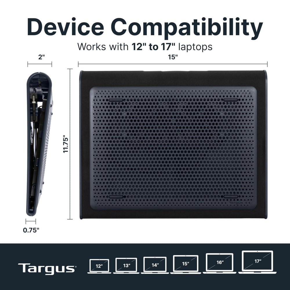 Targus en uso sobre un regazo, cómodo y estable para trabajar