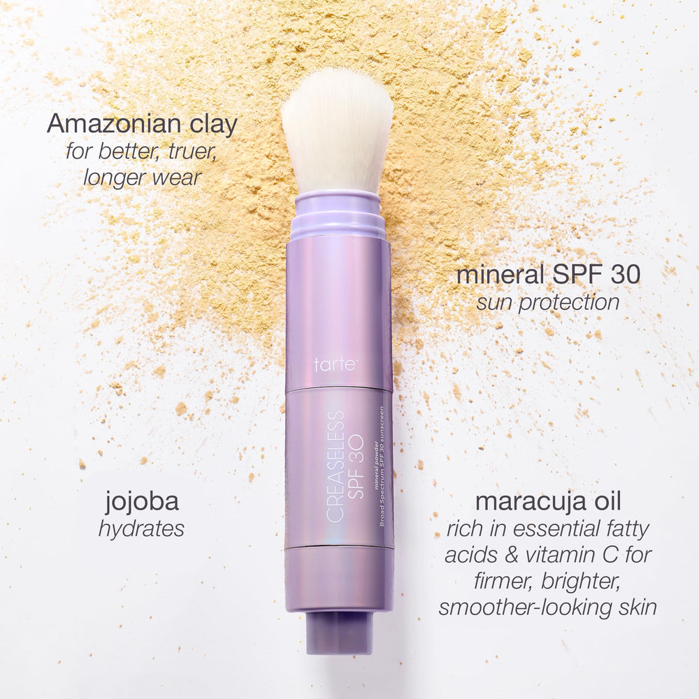 tarte creaseless detalle de etiqueta con información de SPF y claims veganos
