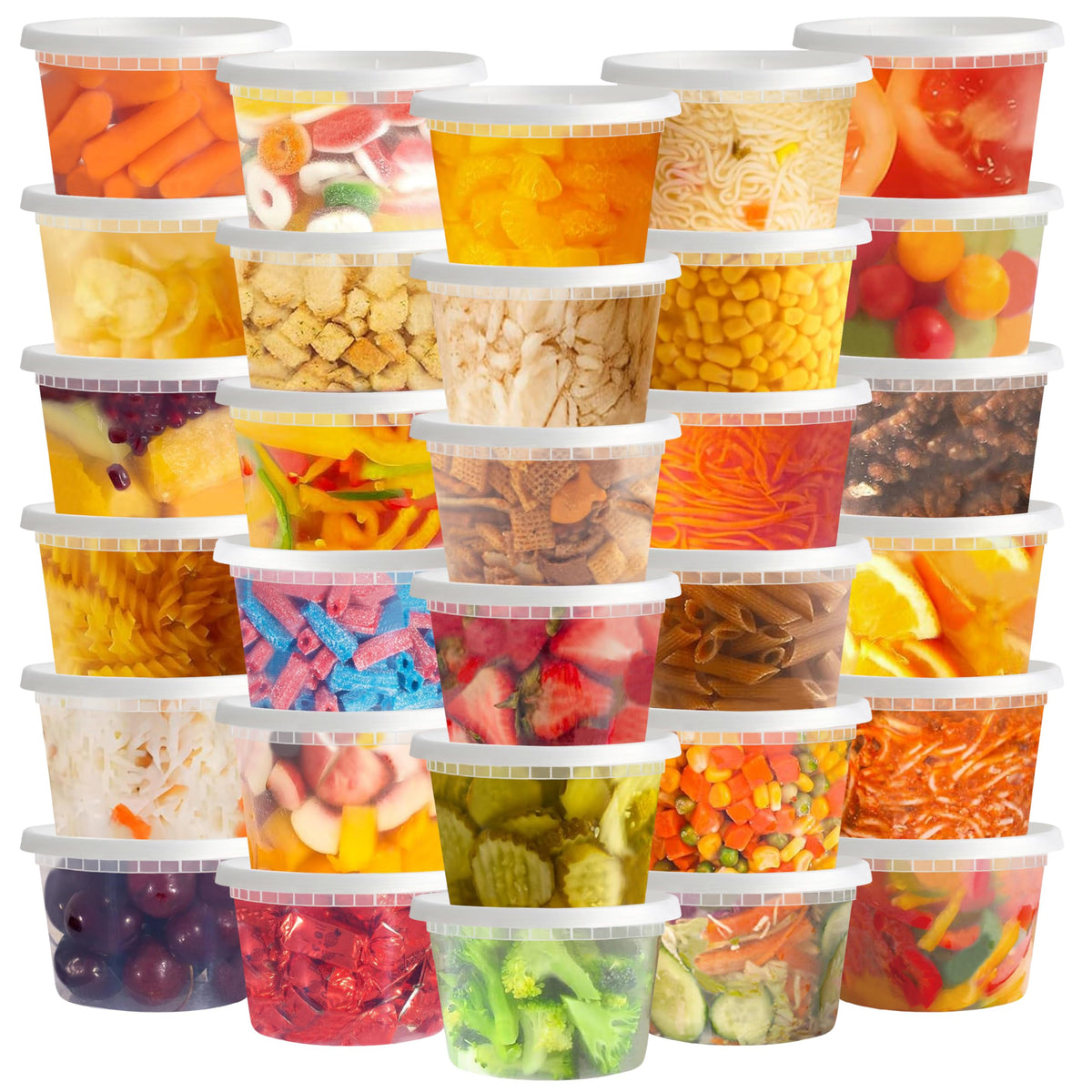 TashiBox paquete de 50 contenedores 16 oz mostrando ahorro de stock