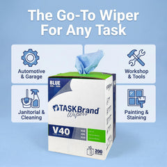 TaskBrand paño en mano limpiando herramienta, agiliza mantenimiento