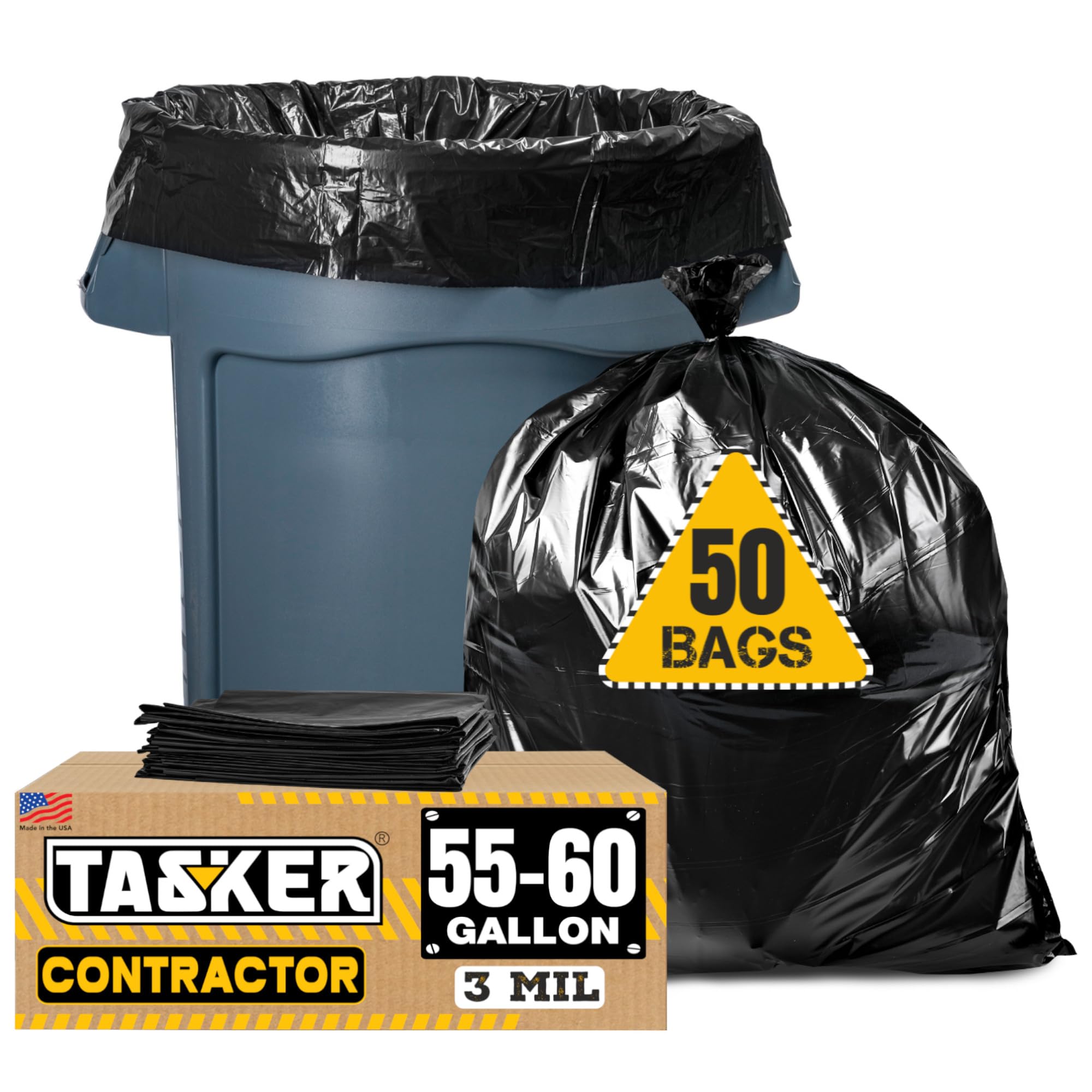 Tasker frente del empaque de 50 bolsas mostrando la cantidad y beneficio de ahorro