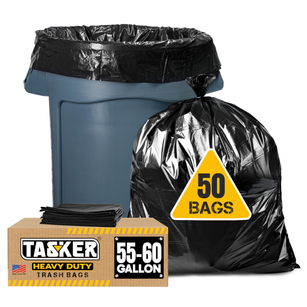 Tasker paquete frontal de 50 bolsas 55 gal, resistencia y ahorro