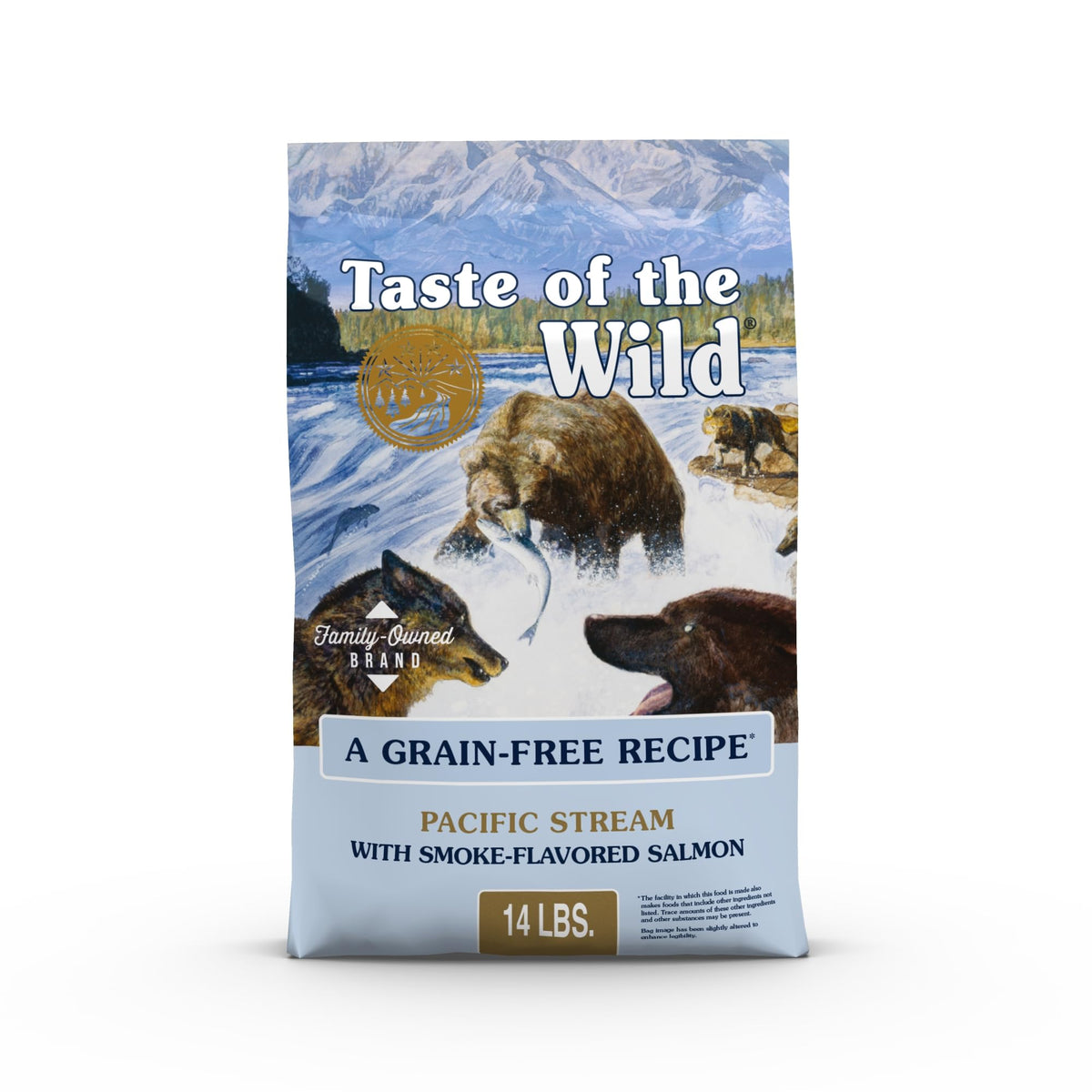 Taste of the Wild paquete frontal muestra ingredientes clave y beneficios