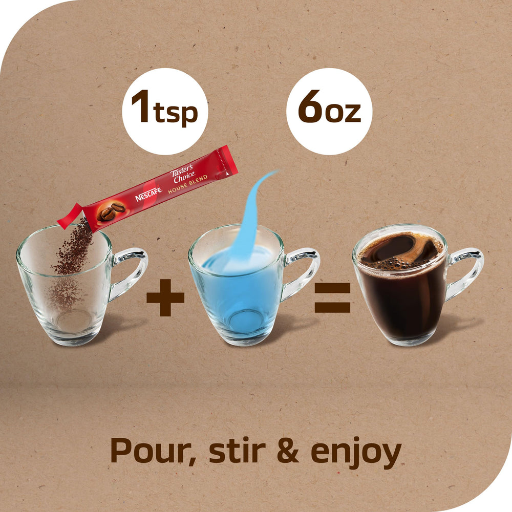 NESCAFÉ Taster's Choice tamaño del sobre comparado con mano para referencia