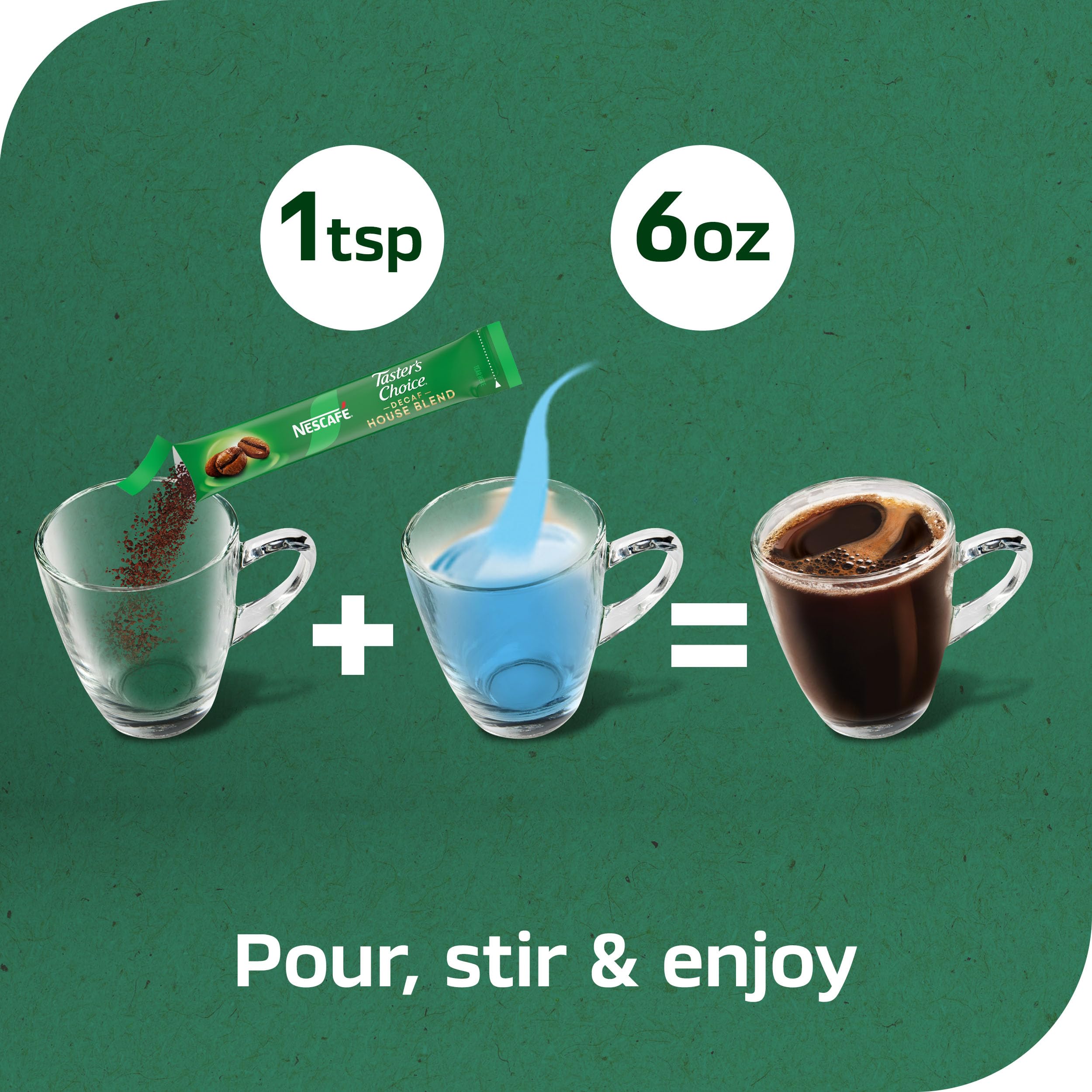 Taster's Choice comparación de tamaño entre sobre y taza para porción