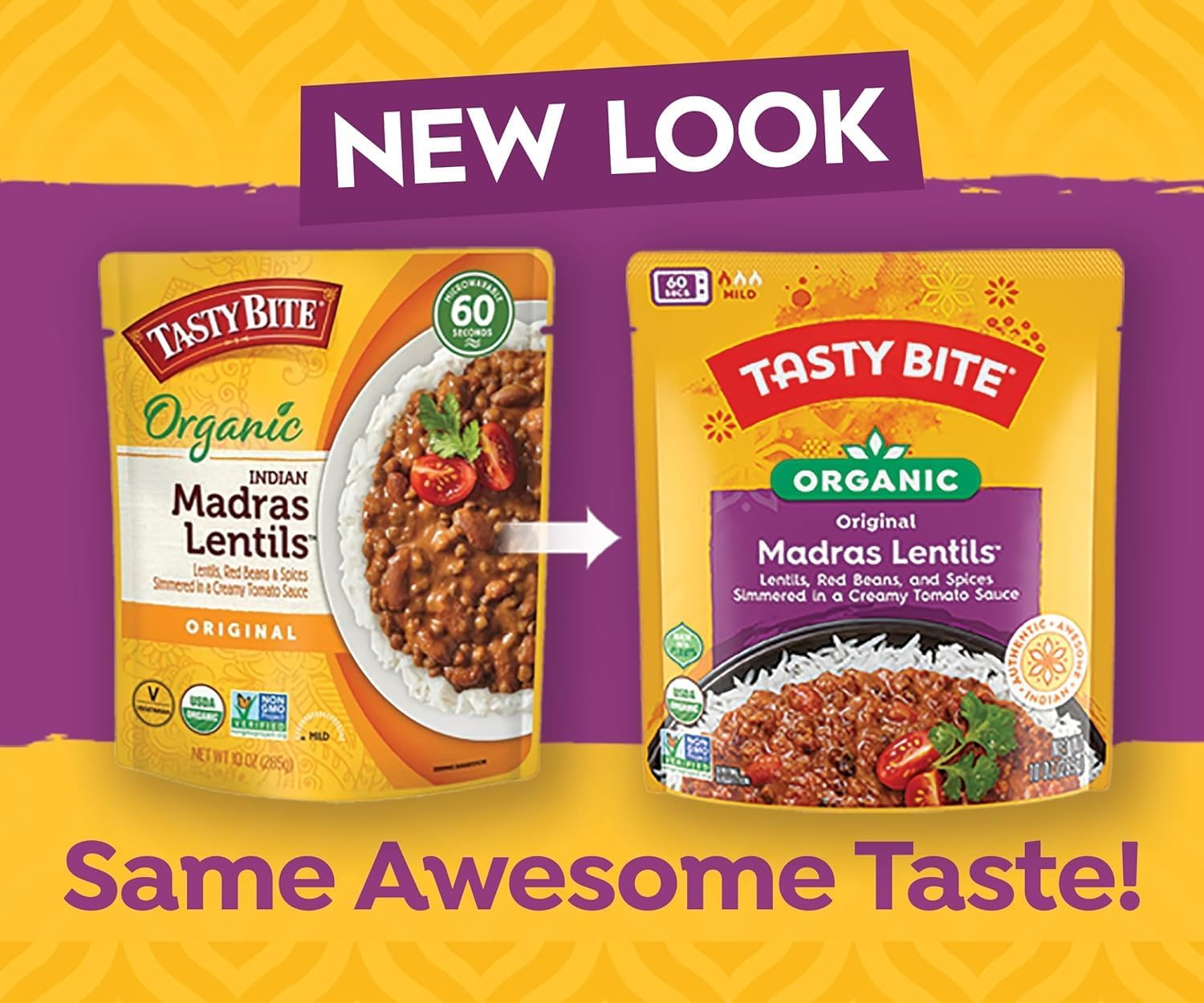 TASTY BITE ración servida sobre arroz, opción completa y sabrosa para la comida