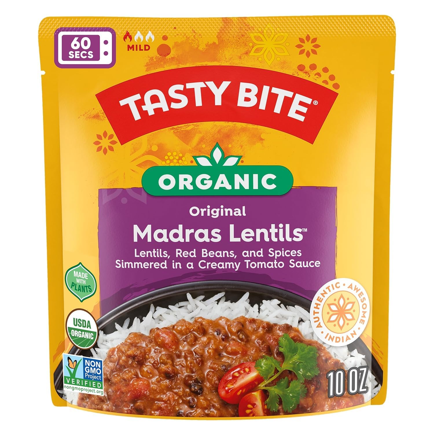 TASTY BITE pouch en microondas listo para calentar, conveniencia para comidas rápidas