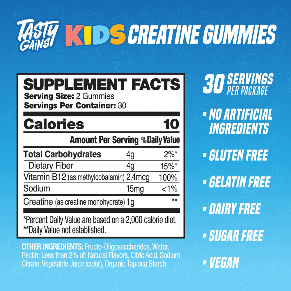 TASTY GAINS primer plano de textura de gomita y atractivo sabor