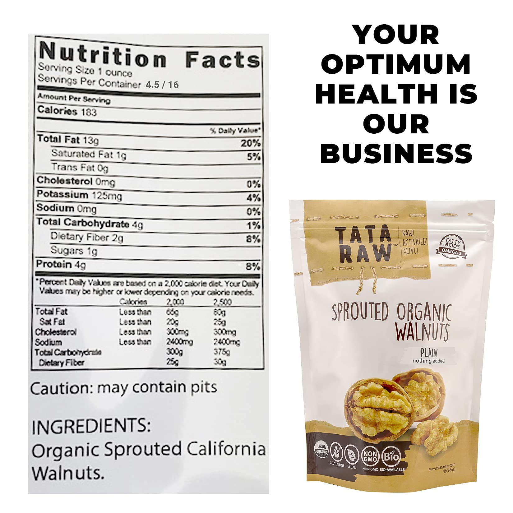 TATA RAW nueces usadas como topping en ensalada para sumar nutrientes