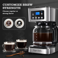 Taylor Swoden jarra de vidrio con café caliente, retiene calor y sirve muchas tazas