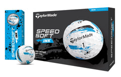 TaylorMade SPEEDSOFT Ink close-up of cover texture and paint-splatter for soft feel