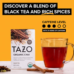 TAZO taza de chai servido con leche para disfrutar un sabor cremoso
