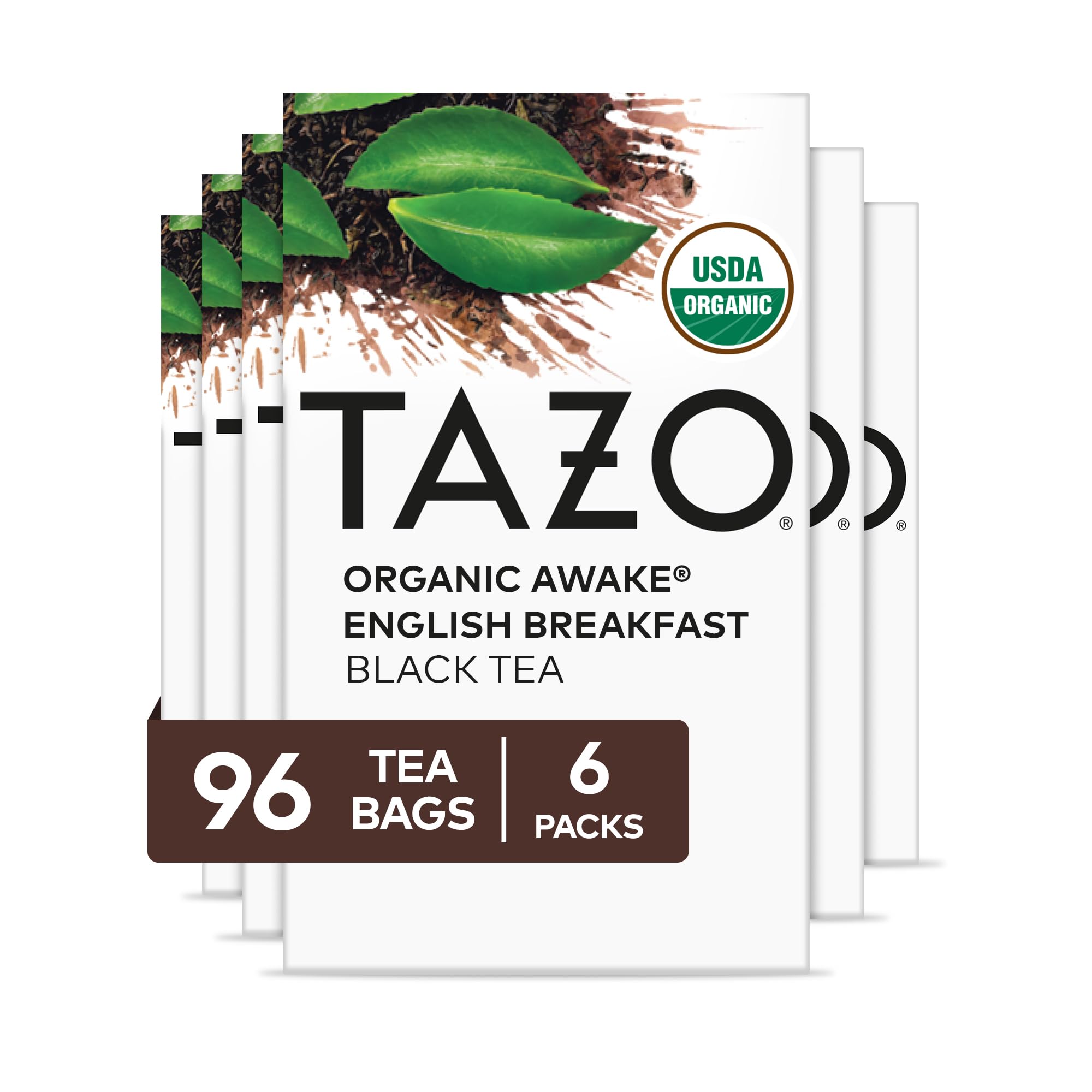 TAZO paquete frontal mostrando 96 bolsitas y conveniencia de uso