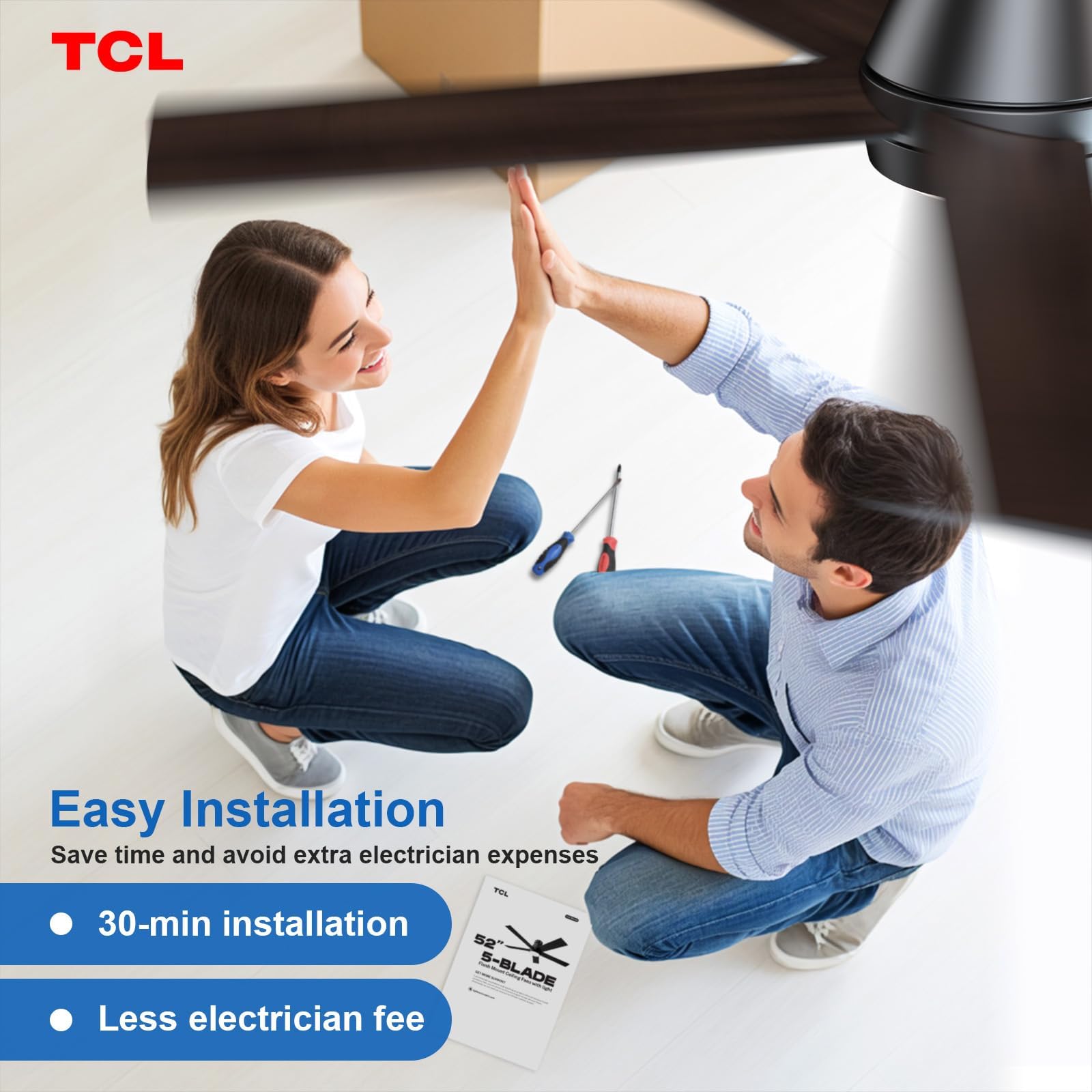 TCL vista de tamaño 52 pulgadas para referencia de escala