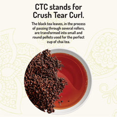 Tea India cucharada con té CTC lista para infundir, dosificación precisa