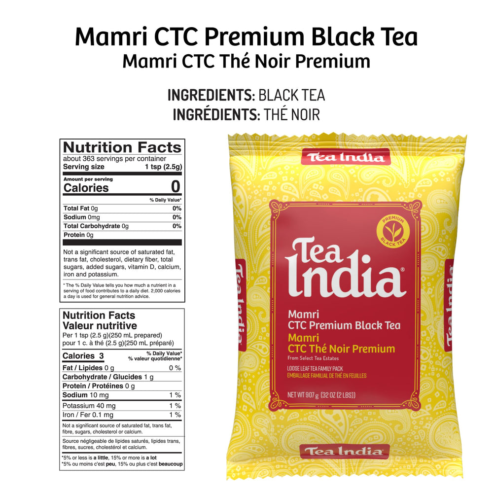 Tea India primer plano de hojas CTC mostrando textura y liberación rápida