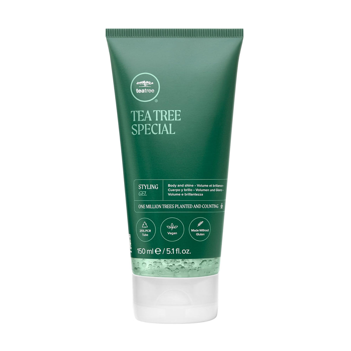 Tea Tree frasco frontal mostrando diseño y volumen del producto