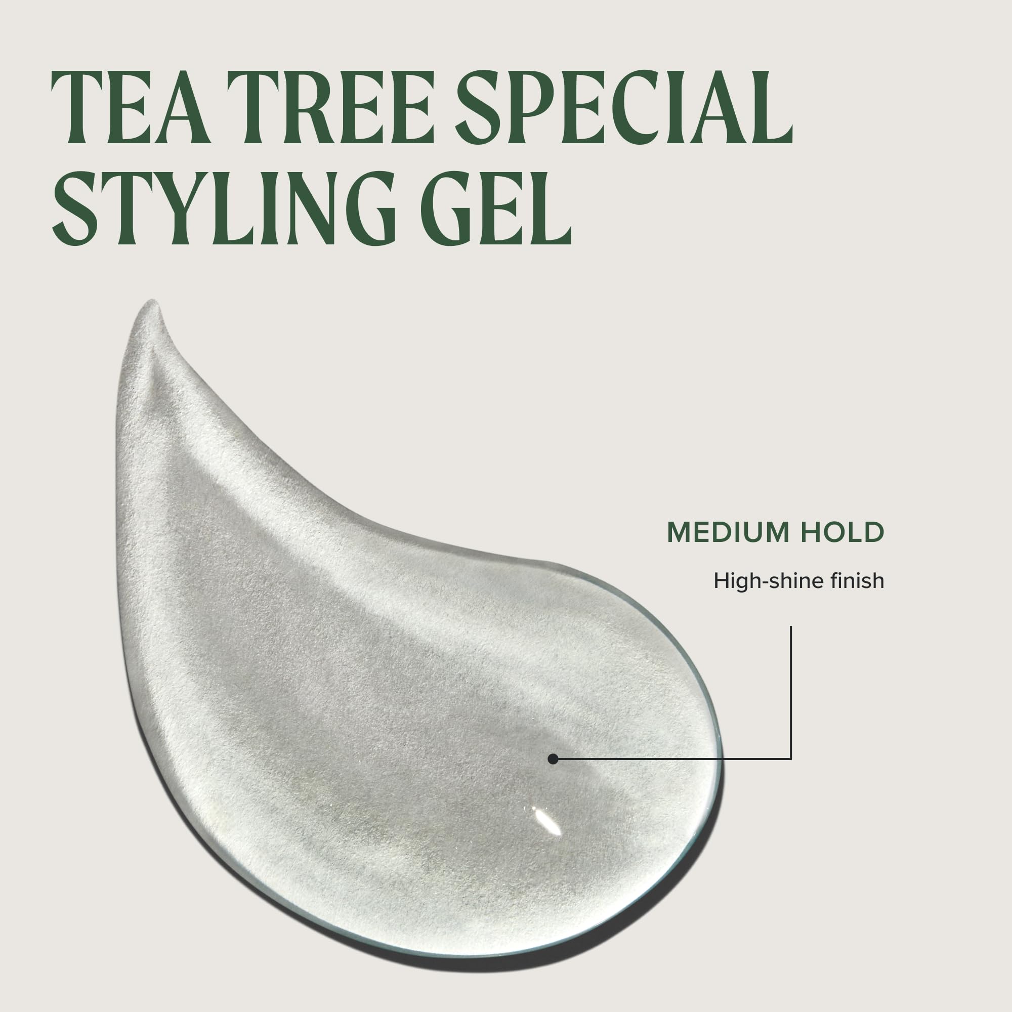 Tea Tree gel junto a una regla para comparar tamaño real