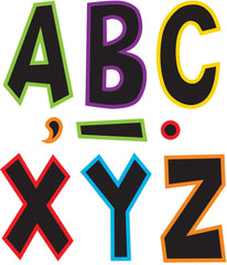 Teacher Created Resources paquete frontal mostrando letras coloridas y usos educativos