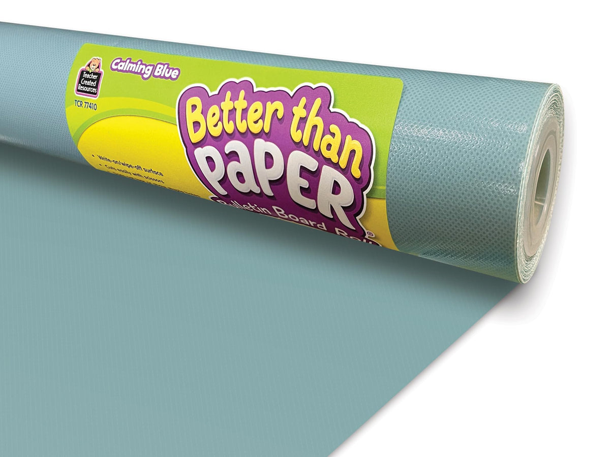 Teacher Created Resources rollo frontal mostrando color azul calmante y cobertura