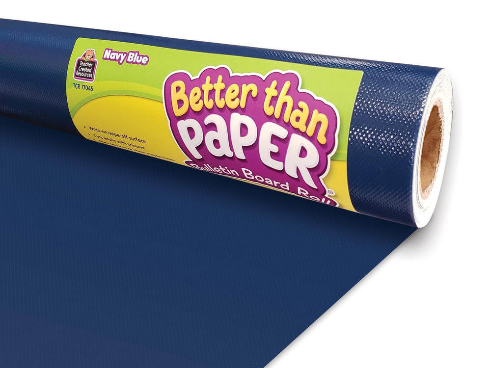 Teacher Created Resources rollo navy blue frente muestra color uniforme y montaje fácil