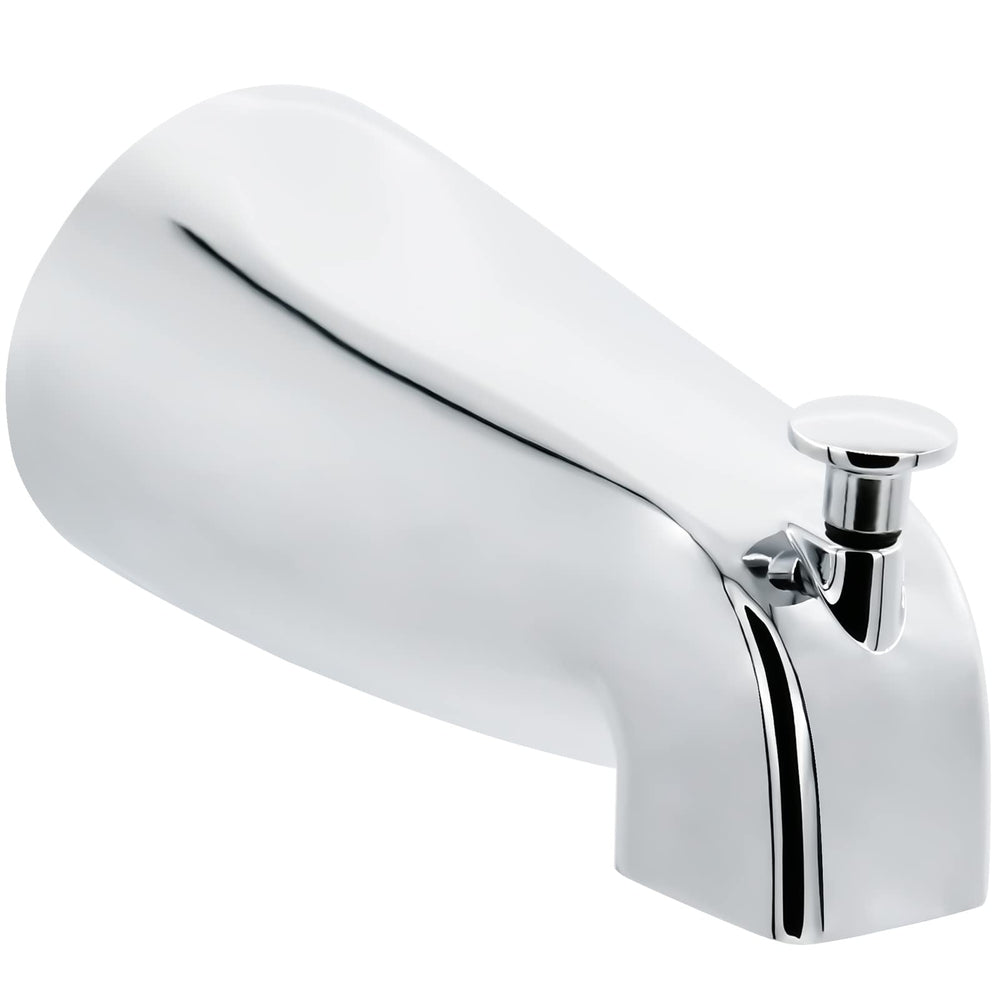 Tearel front view chrome tub spout showing sleek profile and easy installation benefit