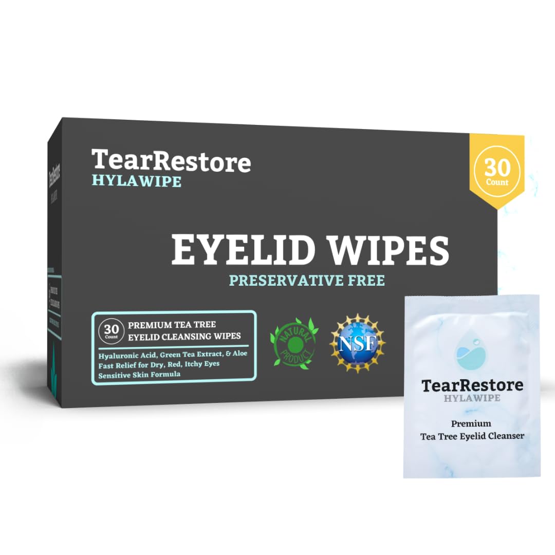 TearRestore frontal del envase HylaWipe mostrando presentación y cantidad