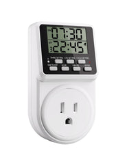 Techbee vista frontal del enchufe temporizador con pantalla clara y control fácil