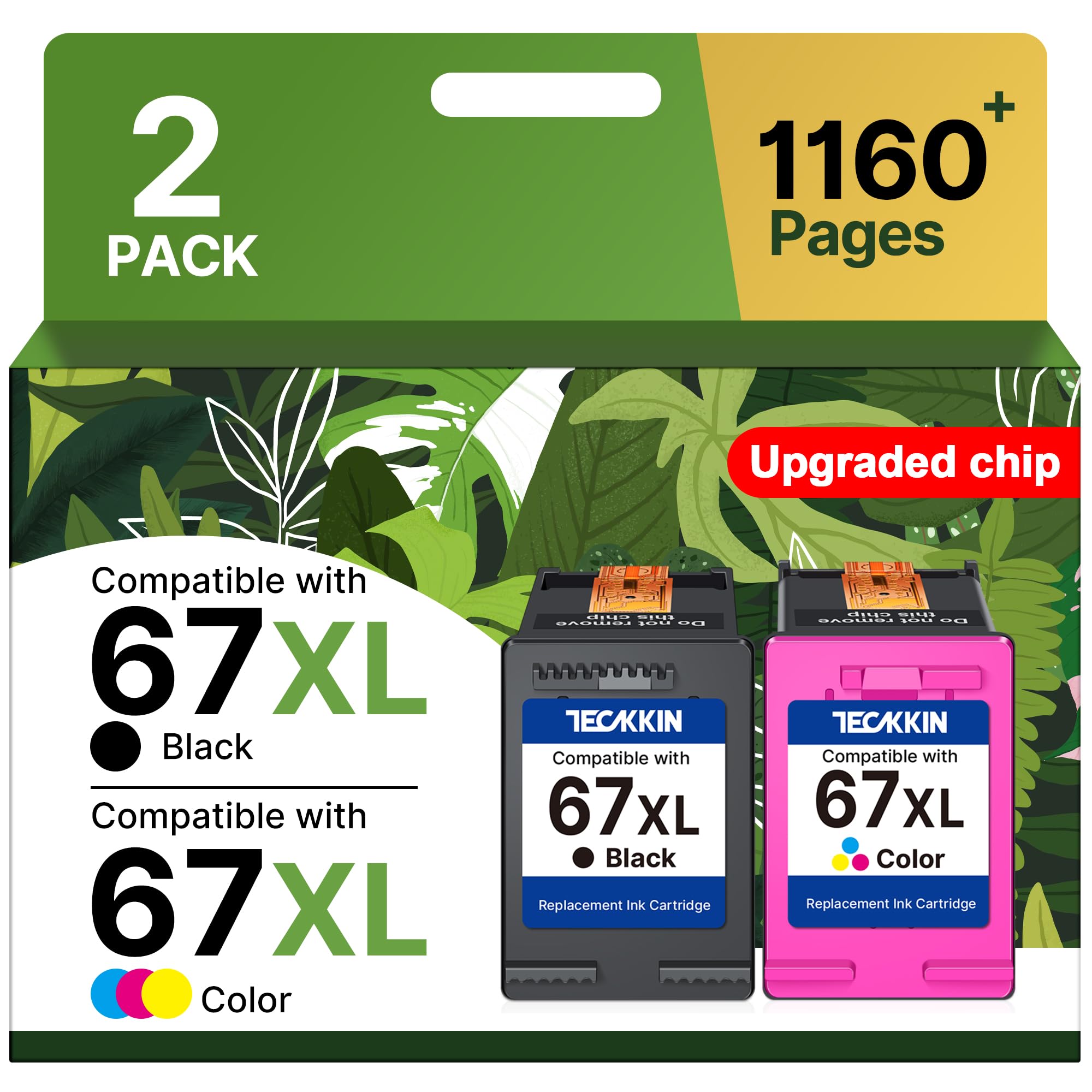 TECKKIN pack frontal 67XL negro y tricolor mostrando compatibilidad y ahorro