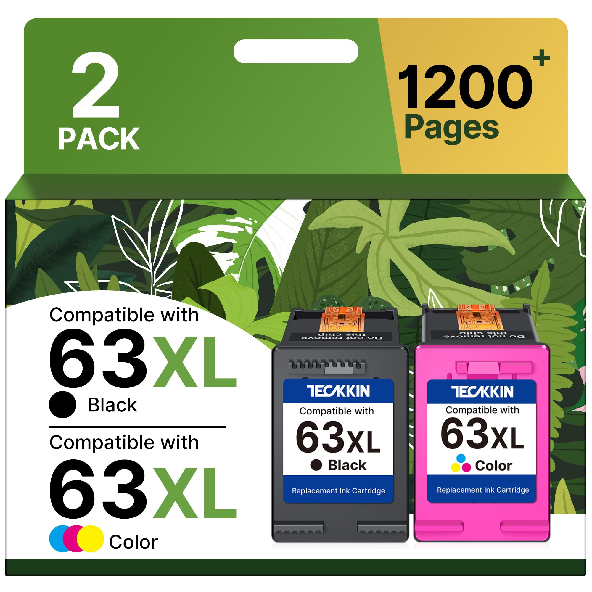 TECKKIN embalaje frontal mostrando pack 63XL y compatibilidad