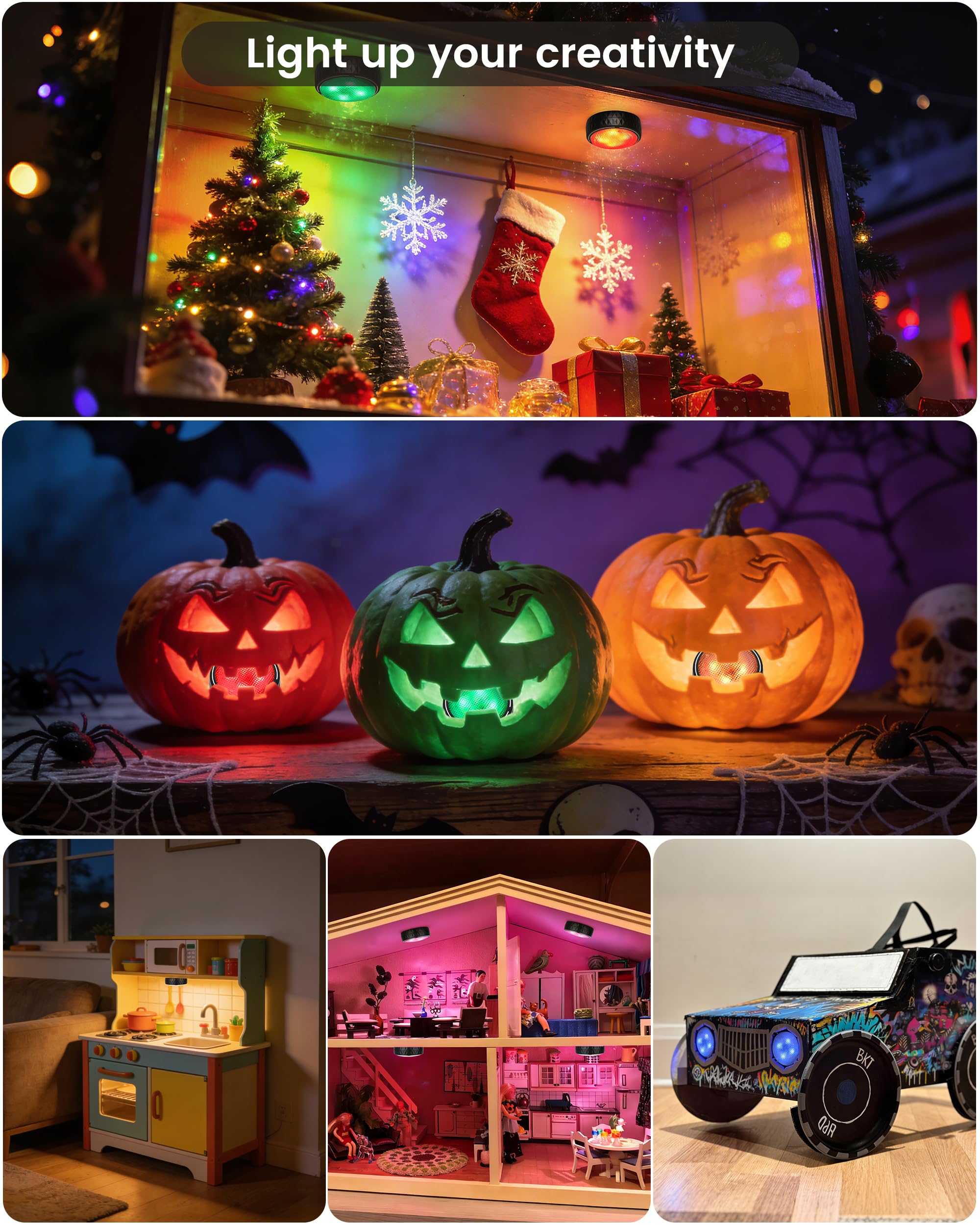 TECOMLIGHT showing bright and dim settings to illustrate smooth dimming