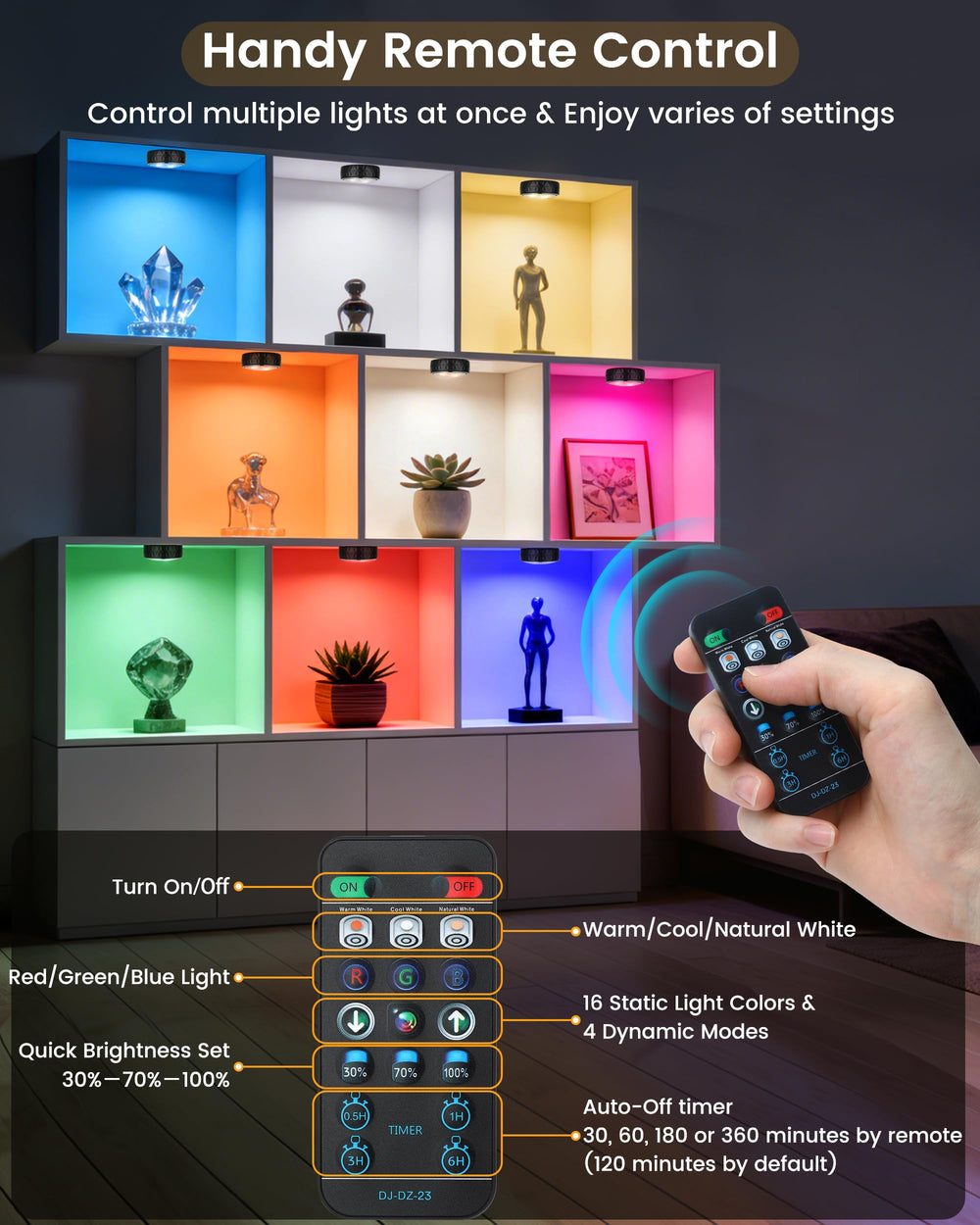 TECOMLIGHT remote with wall holder showing organized storage convenience