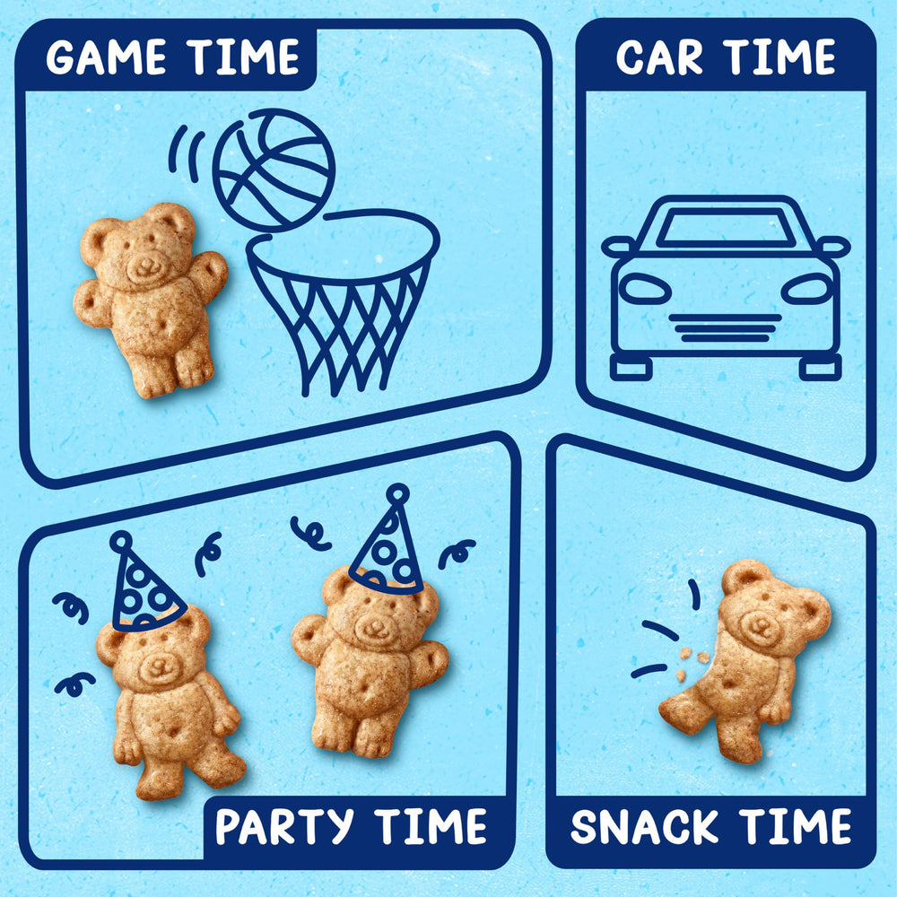 Teddy Grahams galleta junto a una regla para comparar tamaño real