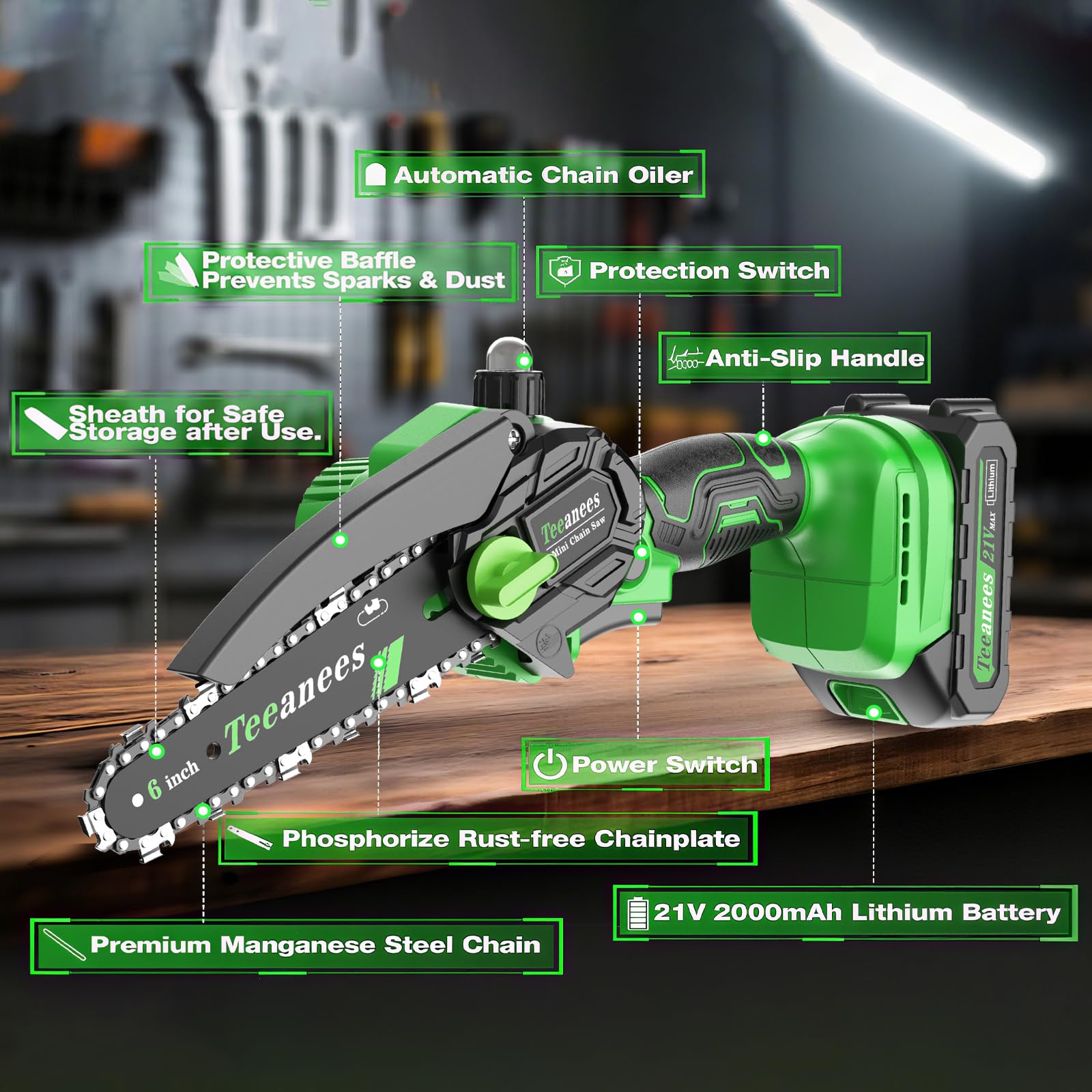 TEEANEES detalle del mango ergonómico antideslizante para mayor seguridad y control