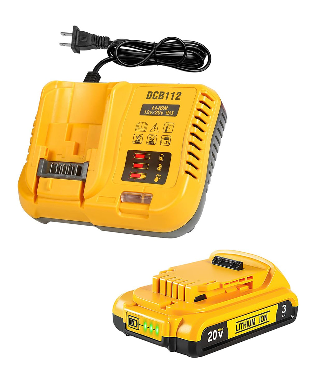 TeenPower vista frontal del pack mostrando compatibilidad Dewalt y capacidad 3Ah