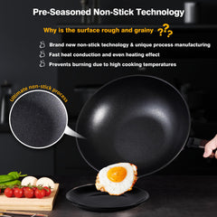 Teewe wok con tapa ajustada reteniendo vapor para cocciones