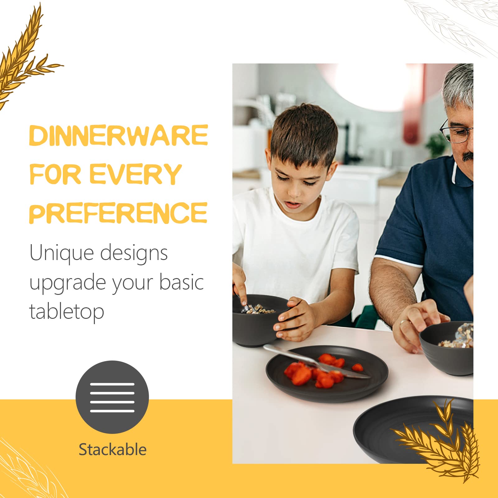 Teivio plato en uso con comida familiar, cómodo y resistente para niños