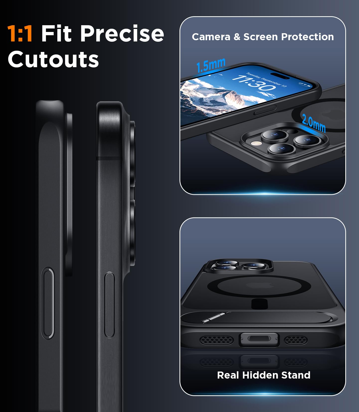 Temdan funda junto al iPhone 15 Pro Max para comparación de tamaño y ajuste perfecto
