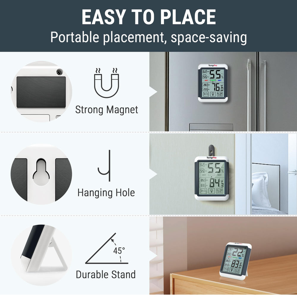 TempPro TempAir montado en pared, ideal para habitaciones y oficinas