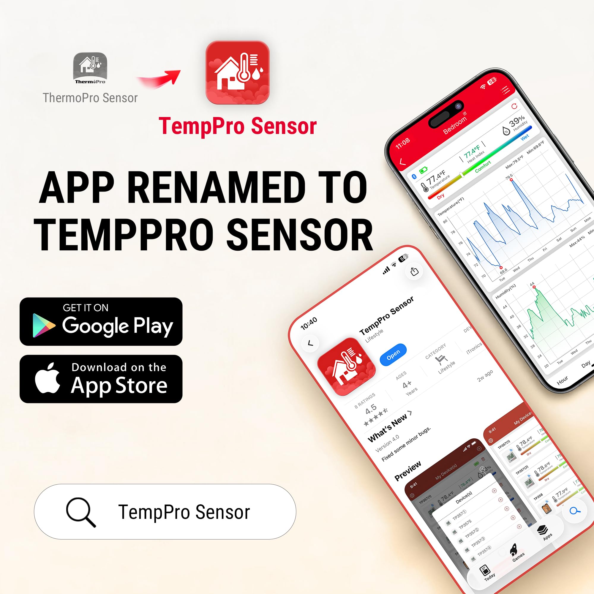 TempPro pantalla retroiluminada mostrando temperatura y humedad fácilmente