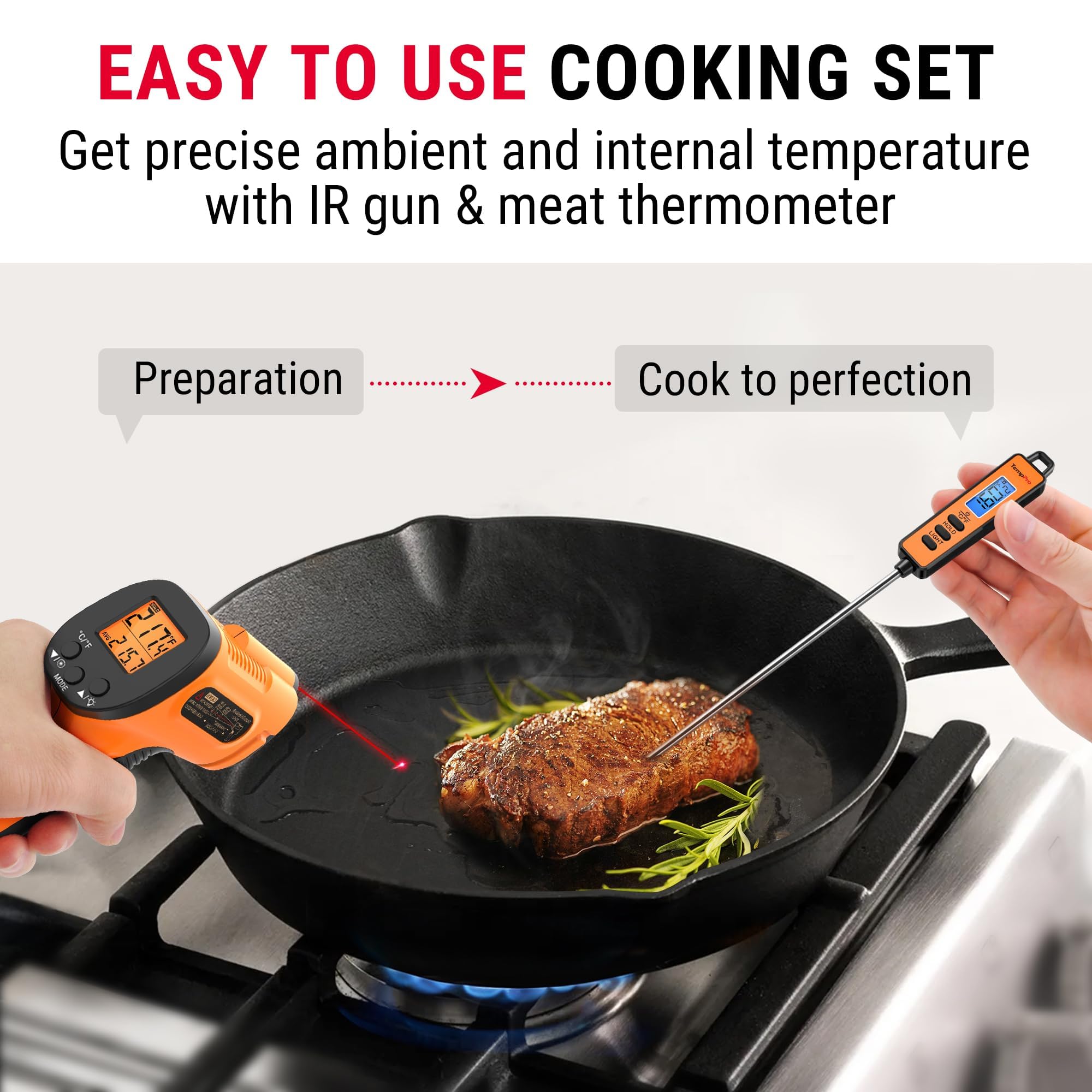 TempPro sonda larga de 5.3" en acero inoxidable, seguridad al cocinar