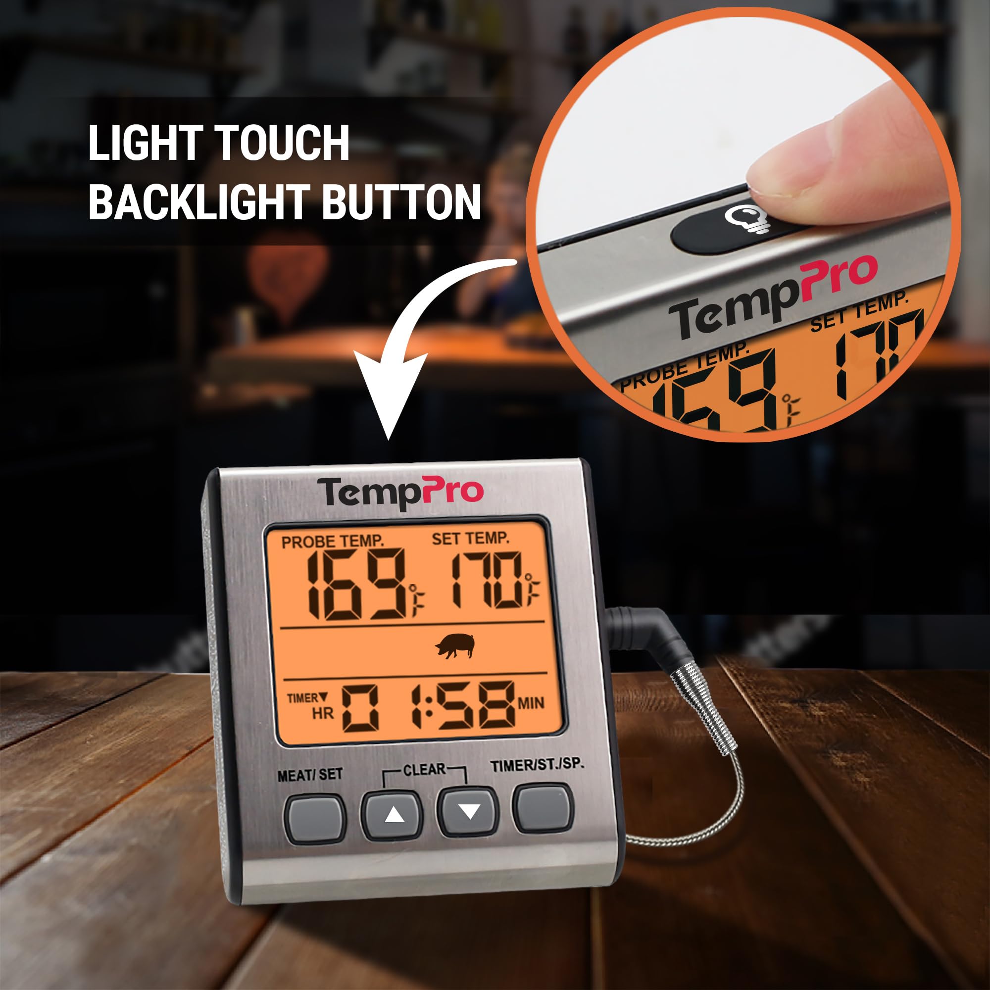 TempPro TempTrack cable de 40 pulgadas resistente al calor, evita contacto con fuego