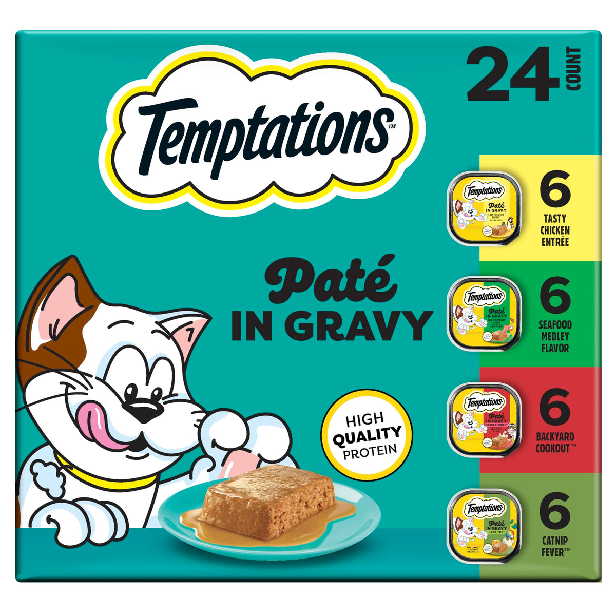 Temptations pack variedad frontal mostrando bandejas y conveniencia