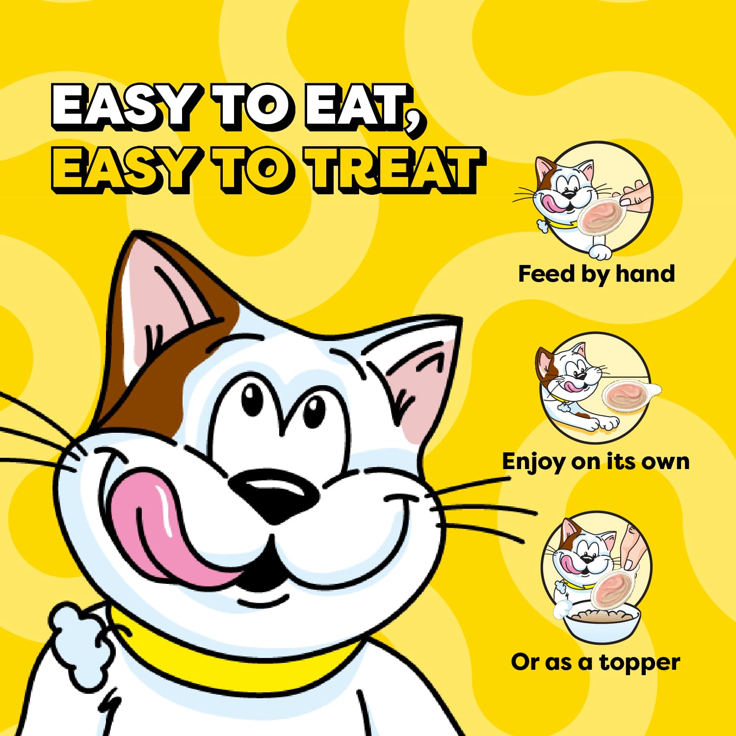 Temptations topping sobre plato de comida para gatos, mejora aceptación del alimento
