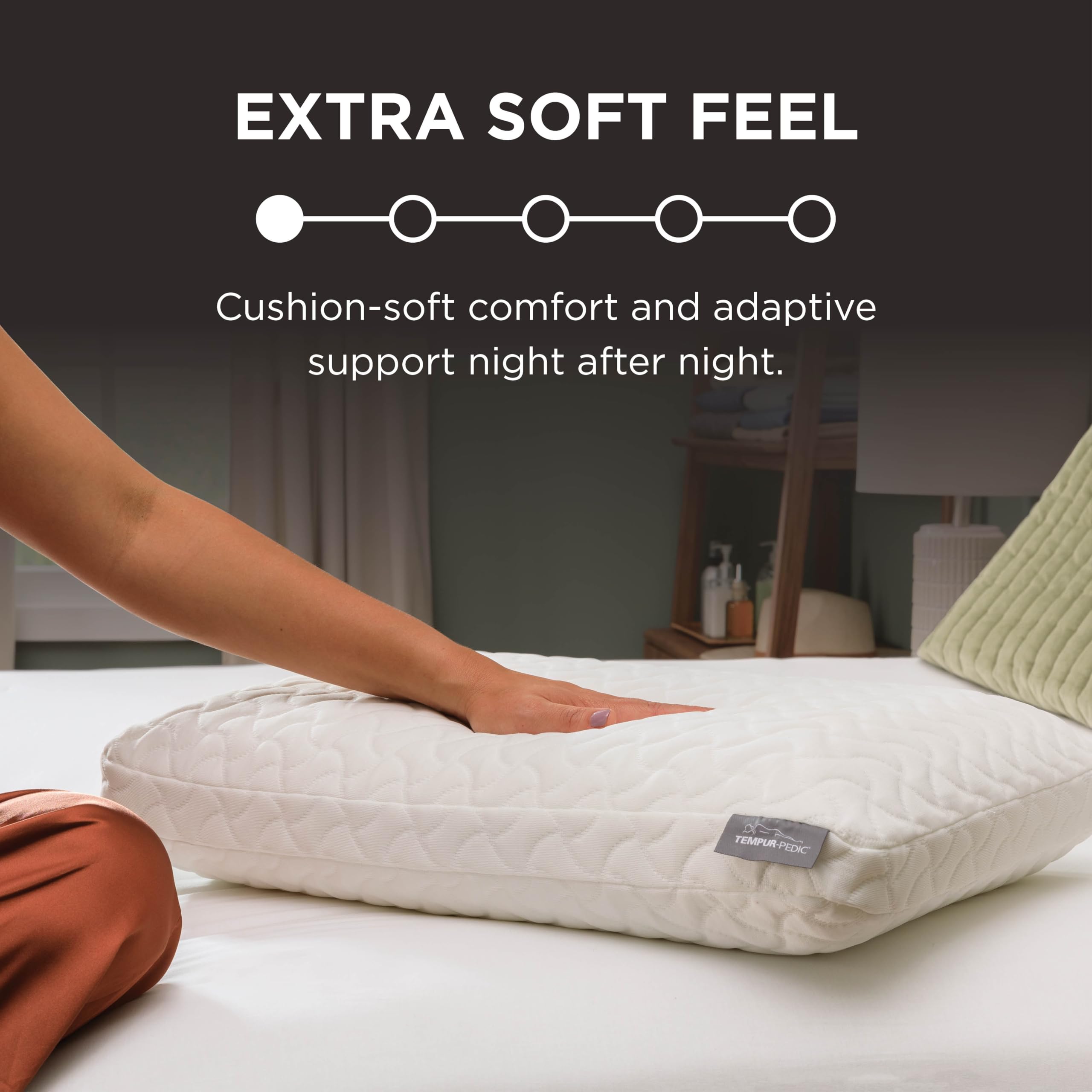 Tempur-Pedic comparación de tamaño estándar para visualizar escala real de la almohada