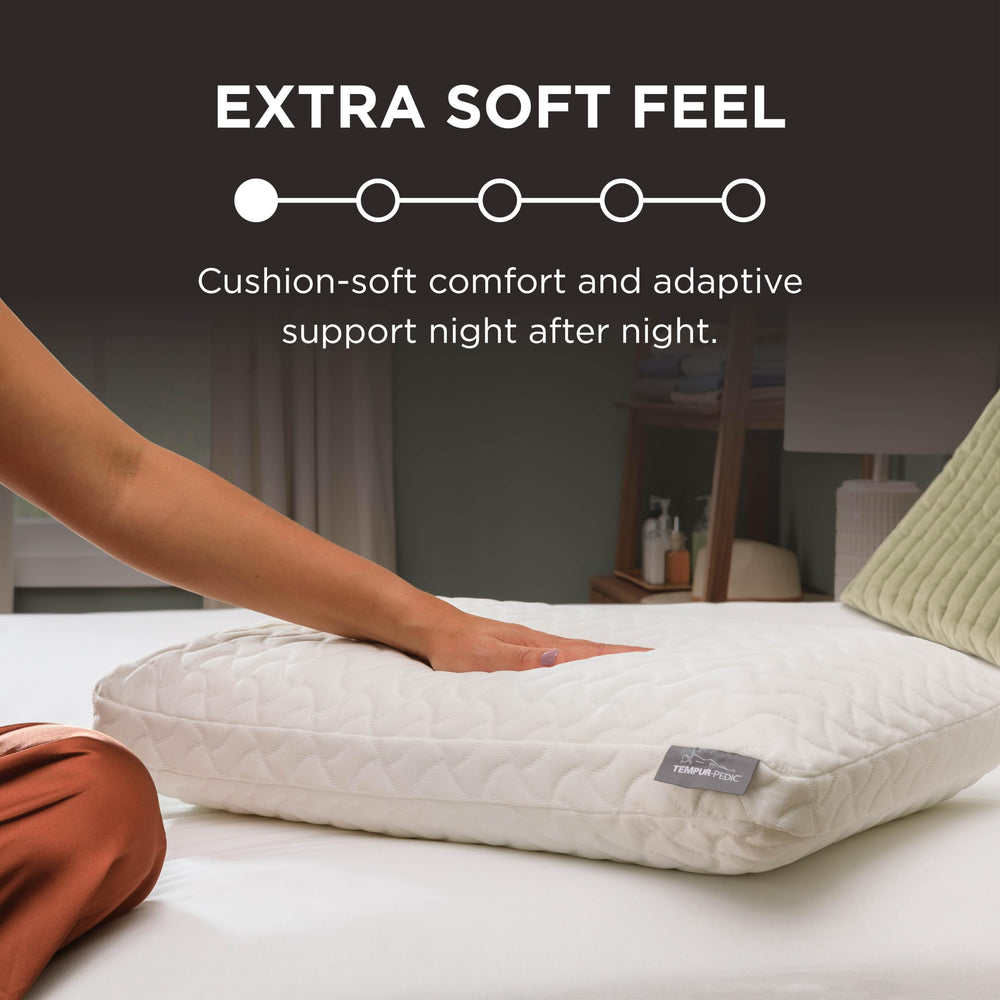 Tempur-Pedic comparación de tamaño estándar para visualizar escala real de la almohada
