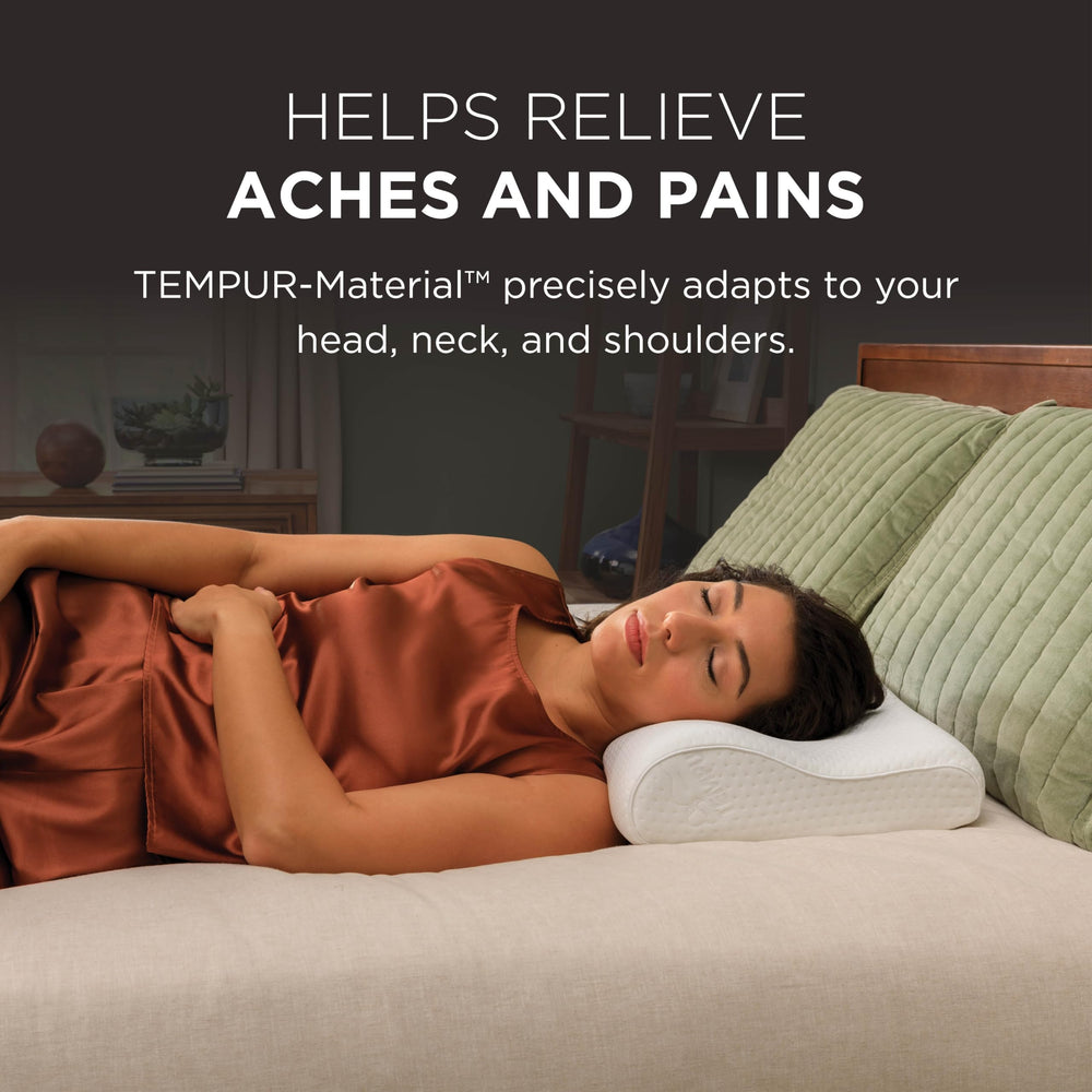 Tempur-Pedic perfil lateral de la almohada demostrando contorno cervical